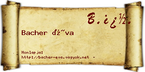 Bacher Éva névjegykártya