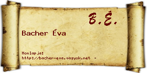 Bacher Éva névjegykártya